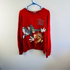 Tom &‎ Jerry Red Sweatshirt Size Juniors XXL 19 Flaw